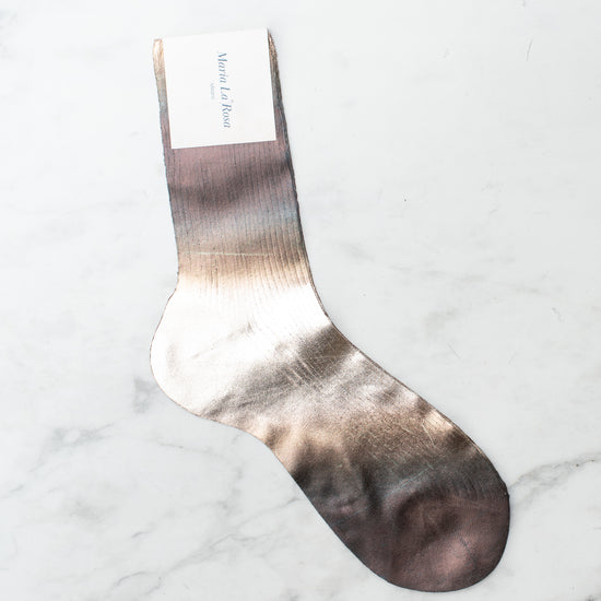 MARIA LA ROSA Ribbed Laminated Socks (flash brown)