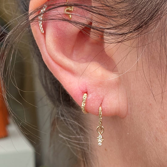 Métier Engraved 9k Gold Original Oval Clicker Hoop SINGLE Earring