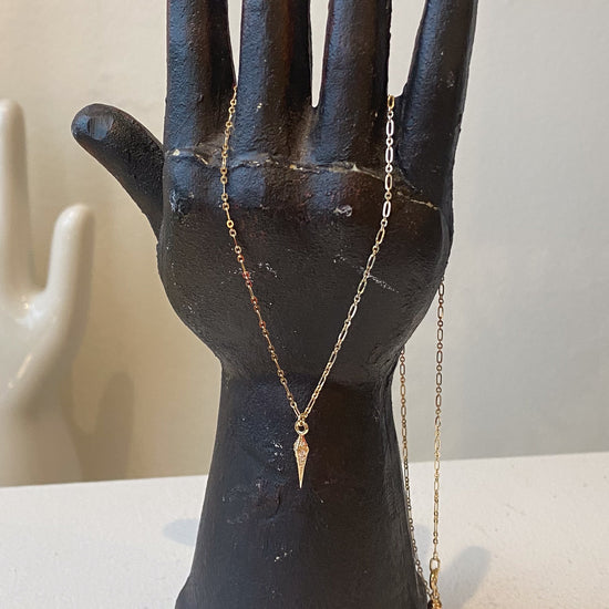 Métier 9k Gold Roma Necklace w/ Pave Diamond Point Plaque