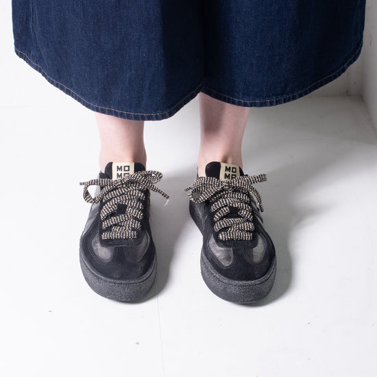 Moma Leather Sneaker (Silver & Black)
