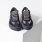 Moma Leather Sneaker (Silver & Black)