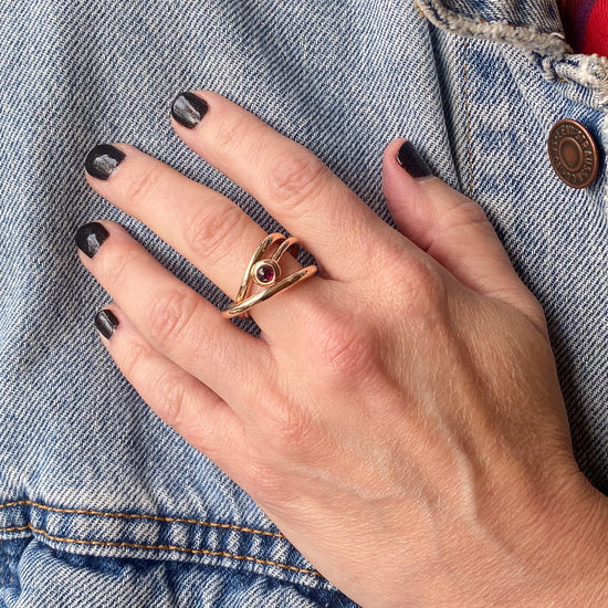 Monica Castiglioni Fili Fusi Fini Bronze & Garnet Ring