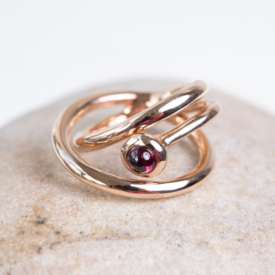 Monica Castiglioni Fili Fusi Fini Bronze & Garnet Ring