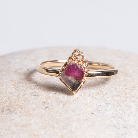 Myacale solid 10k Gold Bicolor Tourmaline Ring
