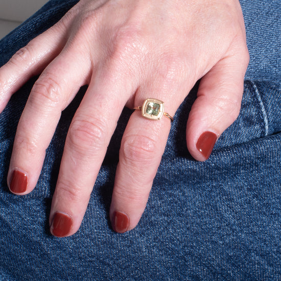 Myacale 10K Gold Ludwigite in Peridot Ring
