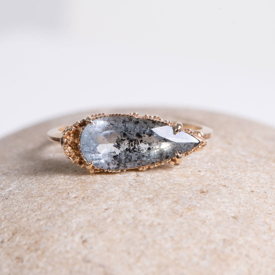 Myacale Aquamarine & Magnetite 10k Gold Ring