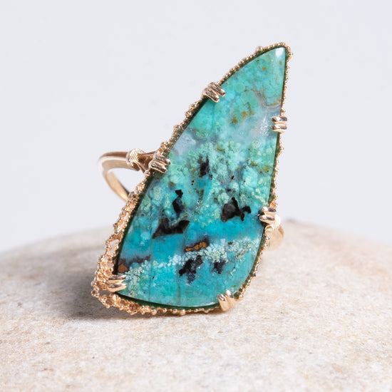 Myacale Solid 10k Gold Chrysocolla Ring