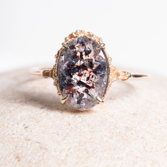 Myacale Lepidocrocyte & Hematite in Quartz 10k Gold Ring