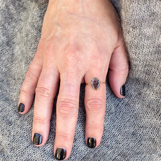 Myacale Lepidocrocyte & Hematite in Quartz 10k Gold Ring