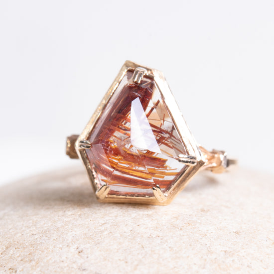 Myacale Rutilated Quartz 10K Gold ring