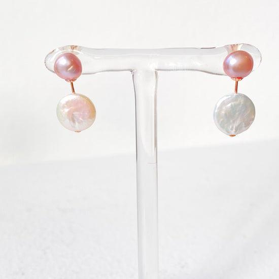 Myoju 18k Gold Eigetsu Biwa Pearl Stud Earrings