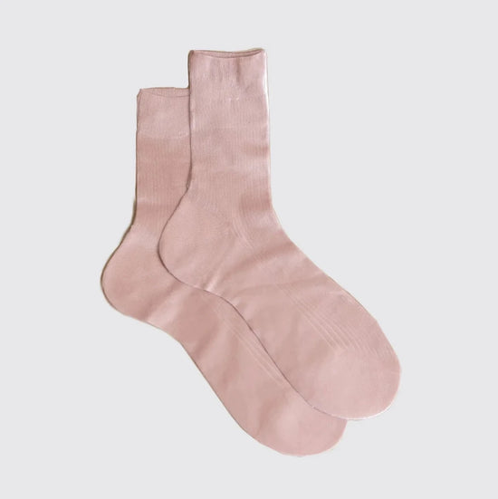 MARIA LA ROSA Silk Ribbed Laminated Socks (pale pink)