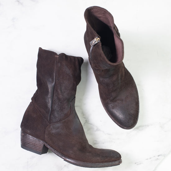 Pantanetti Chocolate Suede Mid Calf Boot