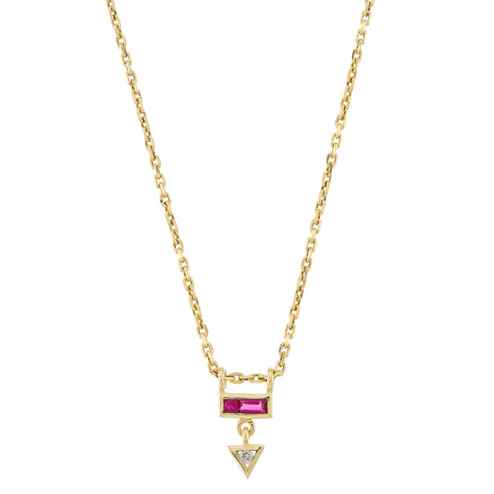 Métier 9k Gold Mini AZ Necklace (Pink Tourmaline & Ruby)