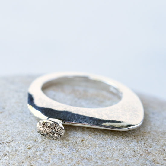 Rosa Maria Pavla Sterling Silver Ring w/pave Icy Diamonds