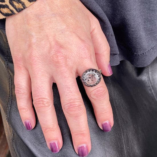 Rosa Maria Julia Rutilated Quartz & Black Diamond Ring