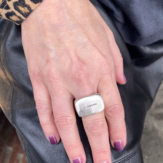 Rosa Maria Lulu Sterling Silver Ring w/Icy Diamonds