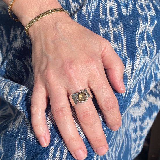 Rosa Maria "Addison" Sterling Silver, Quartz and Cognac Diamond Ring