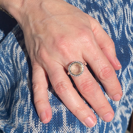 Rosa Maria "Julia 3" Sterling Silver, Rutilated Quartz & Diamond Ring