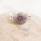 Rosa Maria "Blaze" Sterling Silver Ring w/Icy Grey Diamonds and Rubies