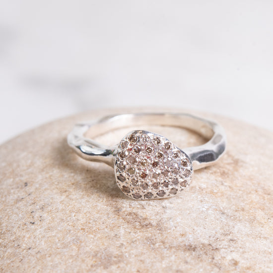 Rosa Maria "Blue" Sterling Silver Ring w/Cognac Diamonds