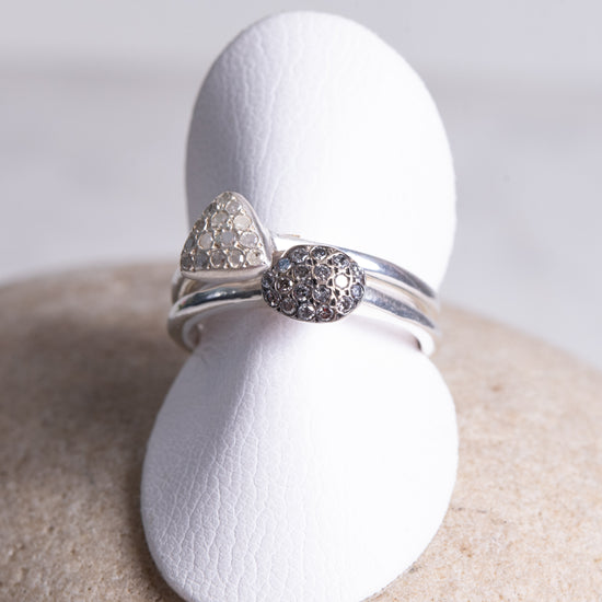 Rosa Maria "Debra" Silver Ring with Grey Diamonds