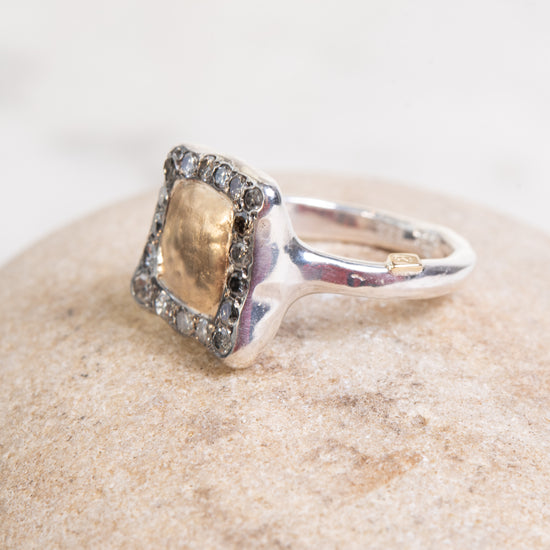 Rosa Maria Lydie Silver, 18k gold & Icy Grey Diamond Ring