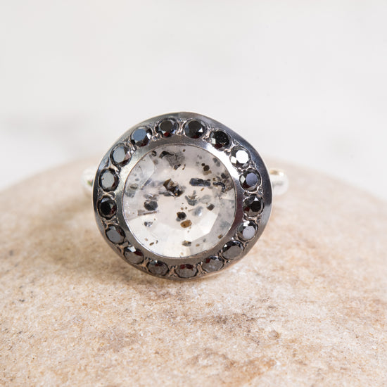 Rosa Maria Julia Rutilated Quartz & Black Diamond Ring