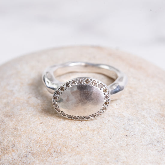 Rosa Maria "Bliss" Stering Silver Ring w/Cognac Diamonds