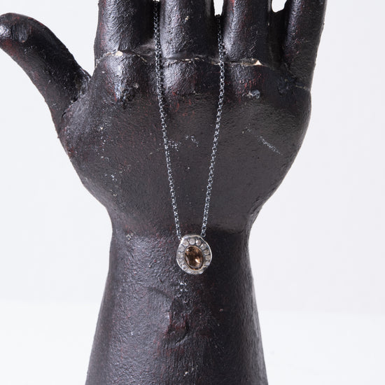 Rosa Maria Smokey Quartz & Icy Grey Diamond Silver Necklace