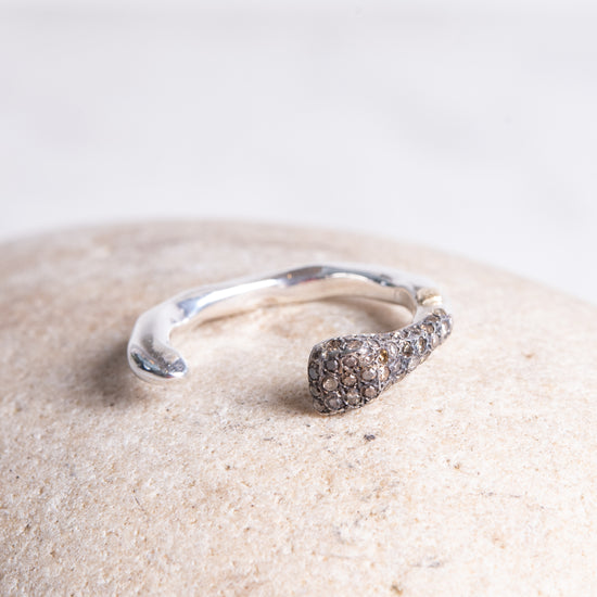 Rosa Maria Pena 3 Sterling Silver & Cognac Diamond Ring