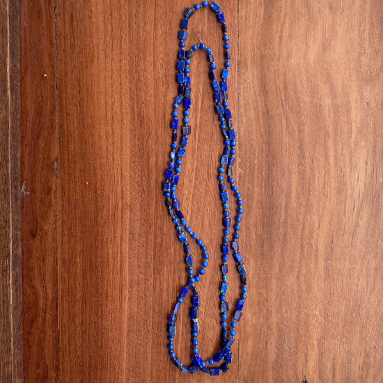 Sarica Hand Knotted Vintage Lapis Double Necklace 