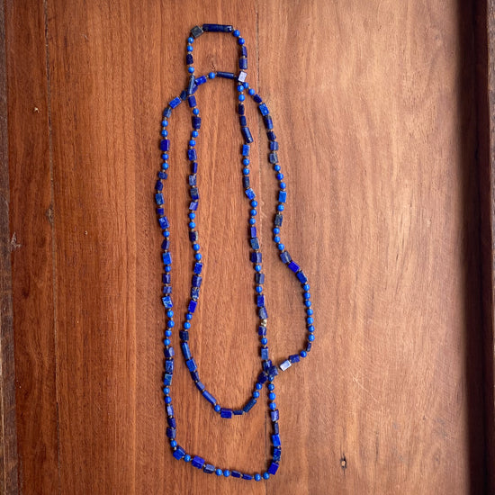 Sarica Hand Knotted Vintage Lapis Double Necklace 