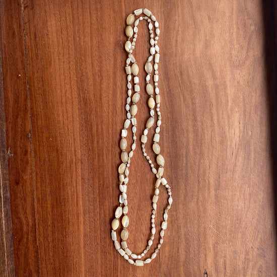 Sarica Hand Knotted Vintage Mother Of Pearl Double Necklace