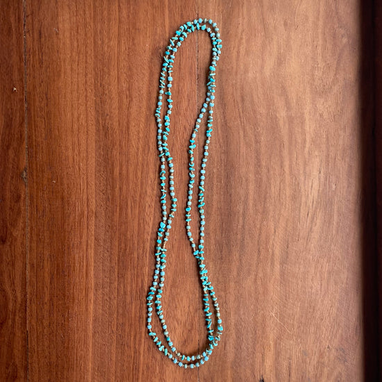 Sarica Hand Knotted Vintage Turquoise & African Bead  Double Necklace 
