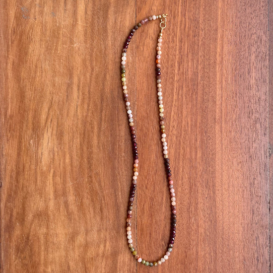 Stone Cache Rainbow Agate & Garnet Gemstone Necklace