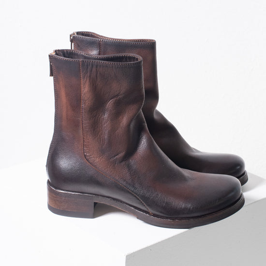 Shoto Sleek Mid Calf Boot (Burnished Chocolate)