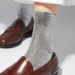 MARIA LA ROSA Ribbed Silk Laminated Socks (silver)