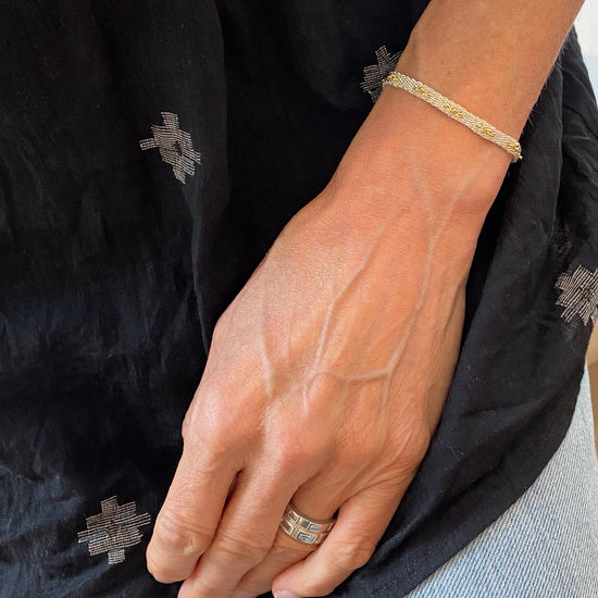17 Stephanie Schneider MG Woven Silver & Gold Bracelet