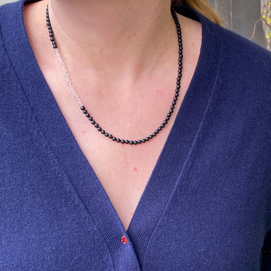 Stone Cache Onyx & Herkimer Diamond Gemstone Necklace