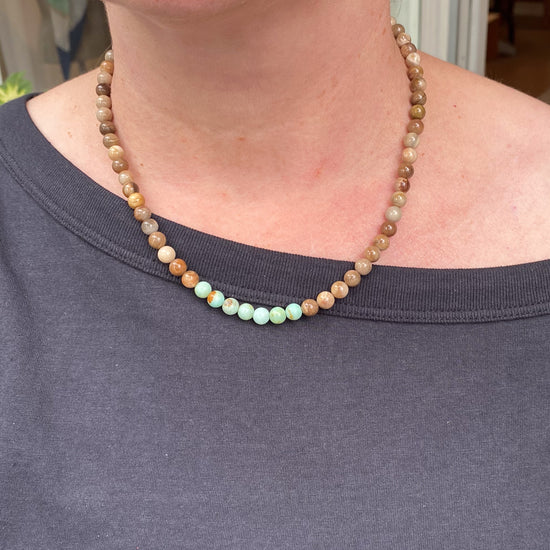 Stone Cache Fossilized Wood & Turquoise Necklace