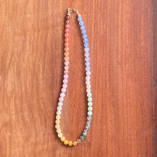 Stone Cache Gemstone Necklace "Pastel Rainbow"