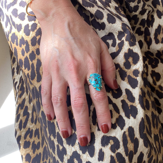 Variance Objects Zambian Turquoise Ring on Palladium Band.