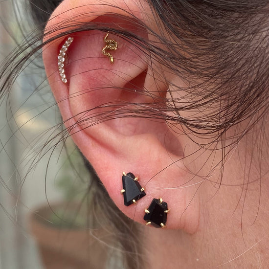 Variance Objects Small Wyoming Black Jade & 14k Gold Stud Earrings