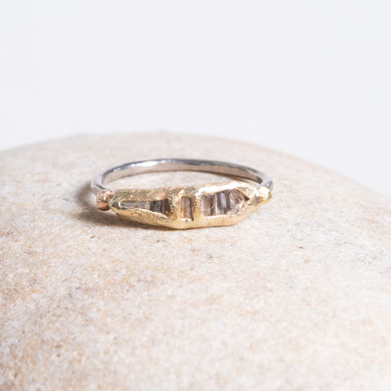 Variance Objects Mixed Diamond &14k Gold & Palladium Ring