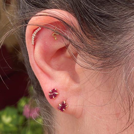 Variance Objects Small Tanzanian Ruby & 14k Gold Stud Earrings