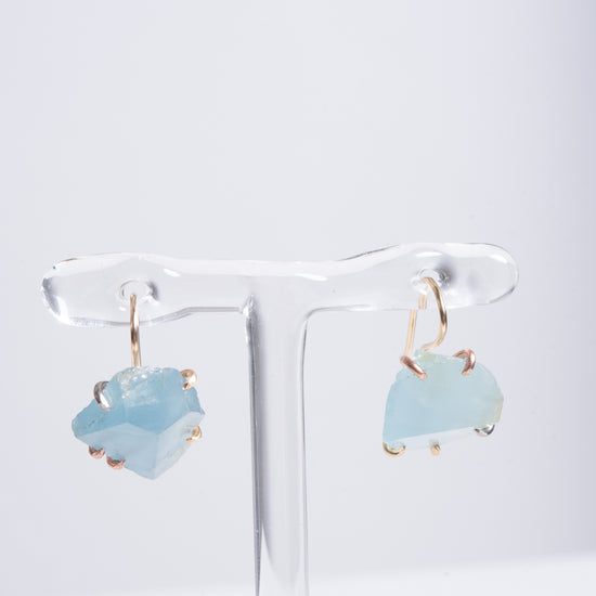 Variance Objects Large Aquamarine &14k Gold Hook Earrings