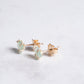 Variance Small Hand Cut  Chrysoprase & 14k Gold Stud Earrings