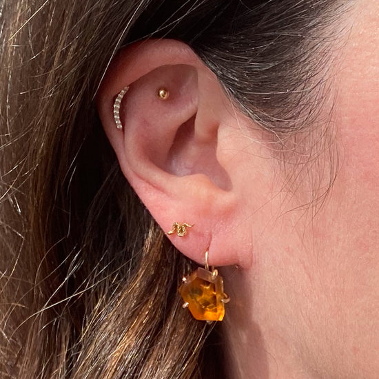 Variance Objects Large Citrine & 14k Gold Hook Earrings