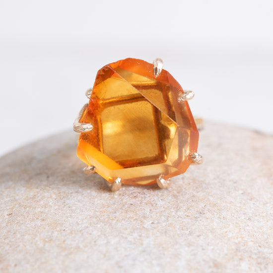 Variance Large Citrine & 14k Gold Ring
